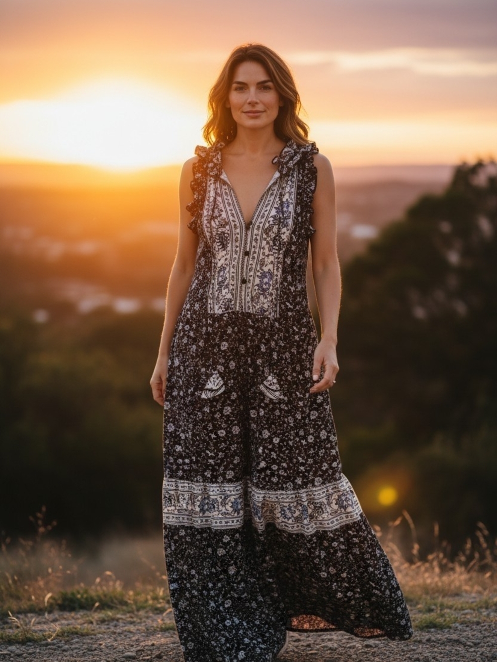 Knox Rose Black & Ivory Floral Maxi Dress